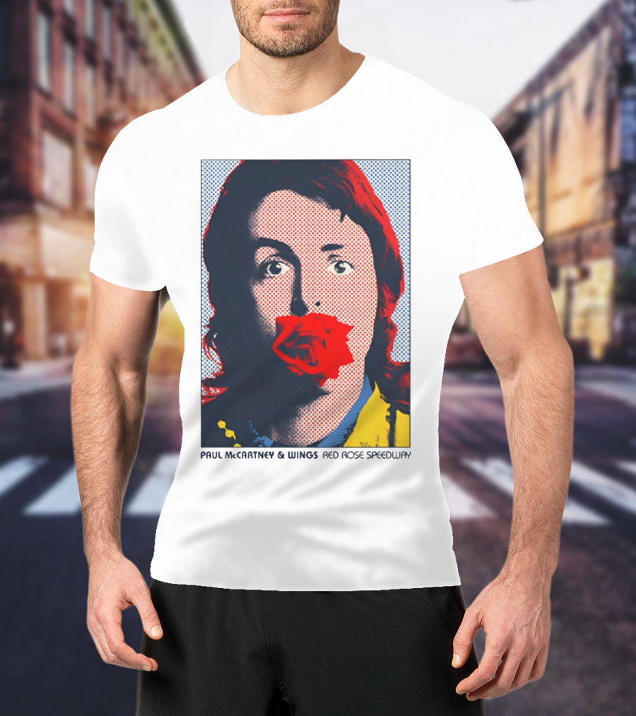 Paul McCartney And Wings Red Rose Speedway Pop Art Pixel Photo T-Shirt