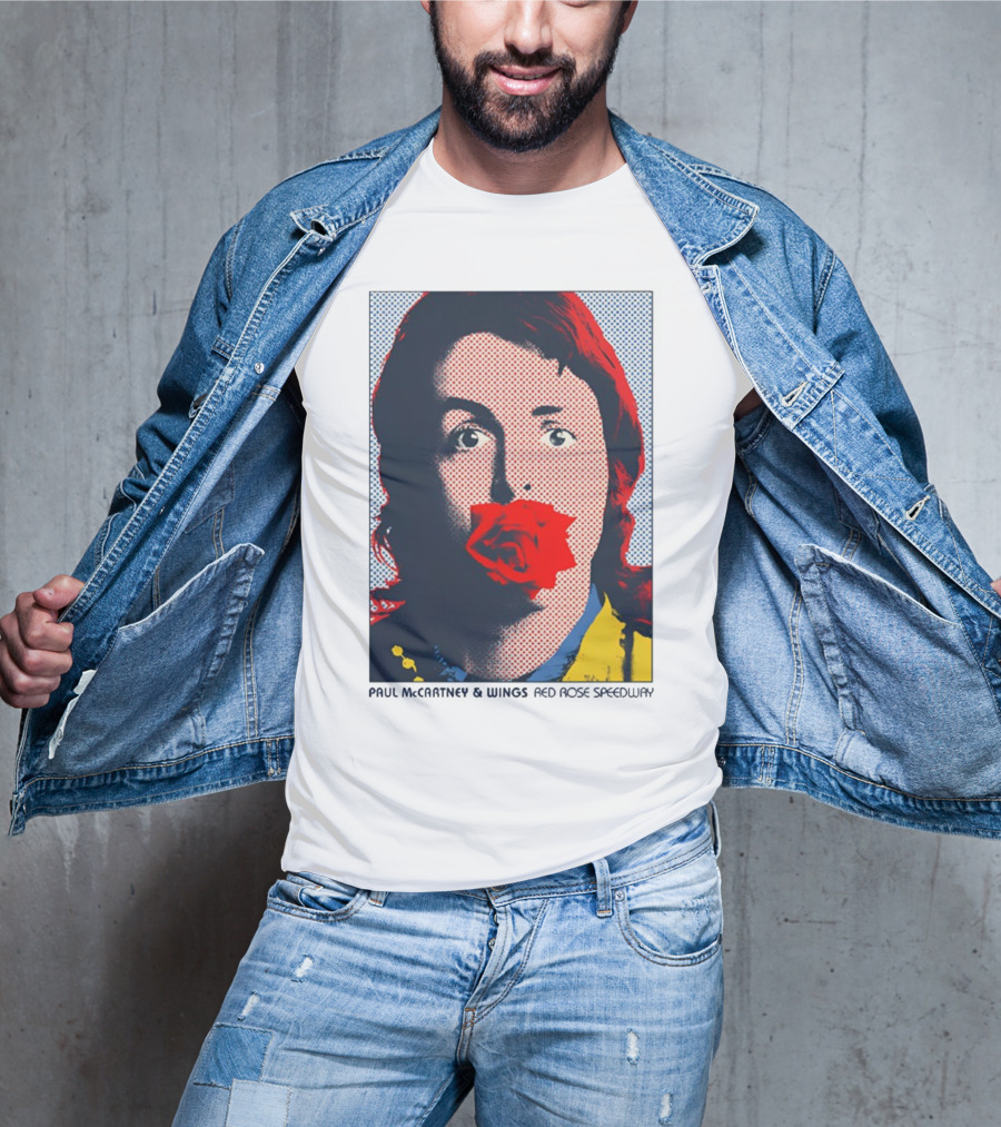 Paul McCartney And Wings Red Rose Speedway Pop Art Pixel Photo T-Shirt