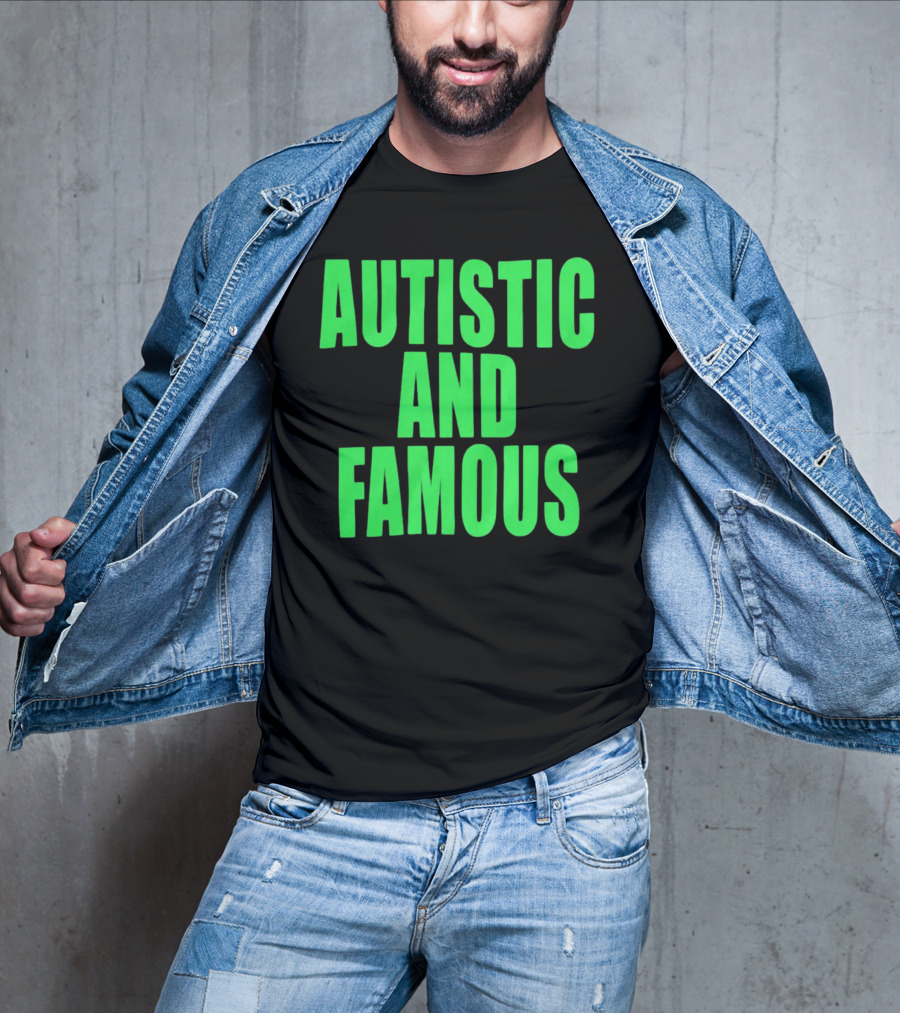 Neopunkxhazheart Autistic And Famous Glow-In-The-Dark Text T-Shirt