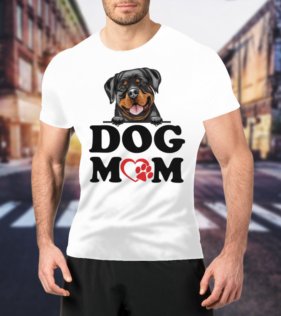 Rottweiler Dog Mom Heart Paw Design For Rottweiler Stickers Enthusiasts T-Shirt