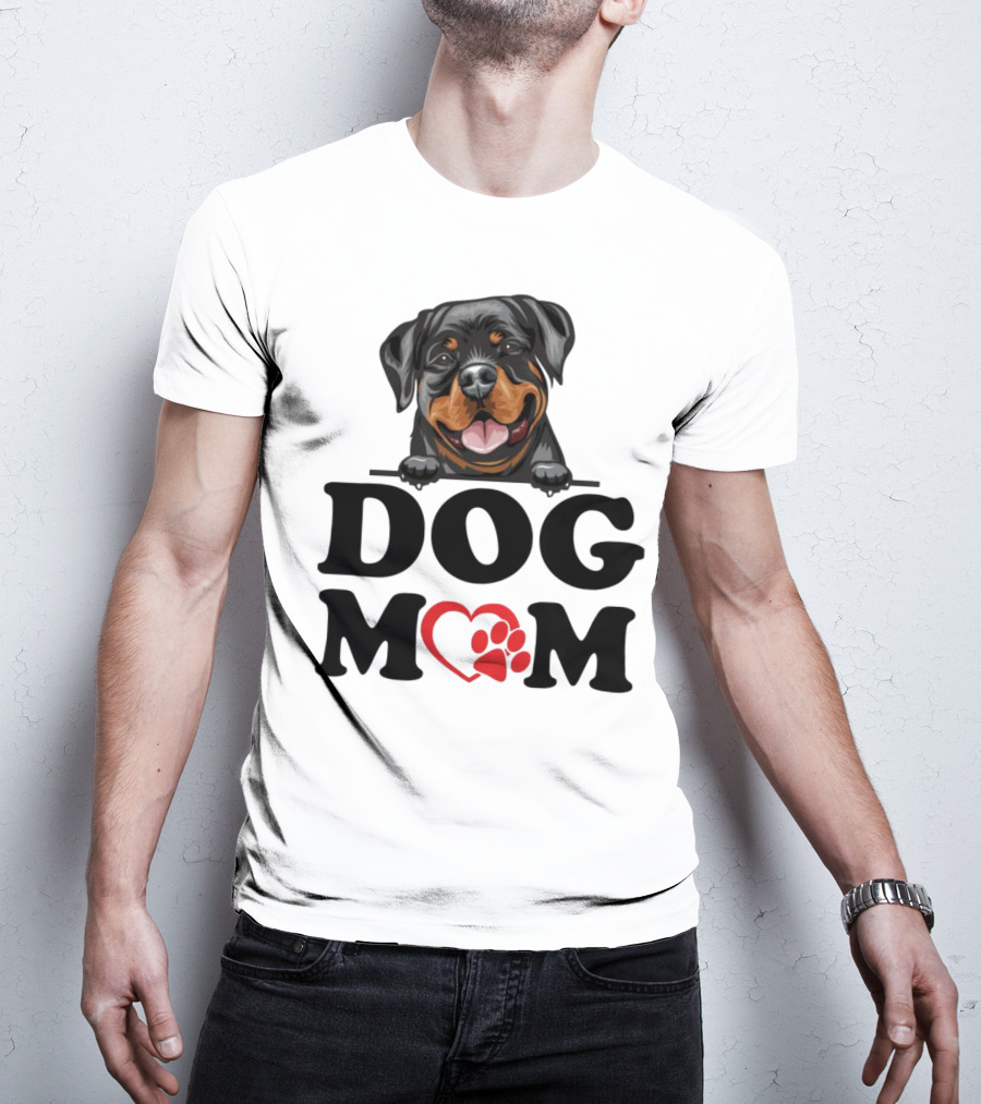 Rottweiler Dog Mom Heart Paw Design For Rottweiler Stickers Enthusiasts T-Shirt