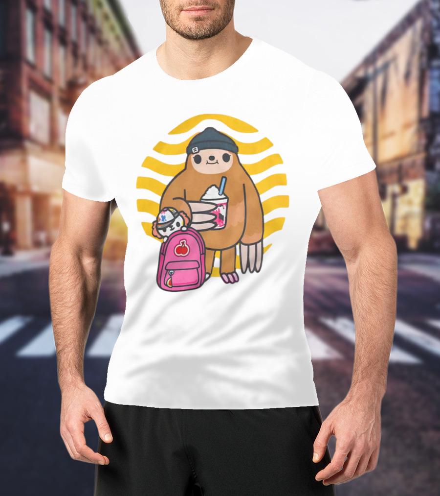 Toca Boca New Custom Prints Store Backpack Sloth With Drink And Hat Ripple T-Shirt