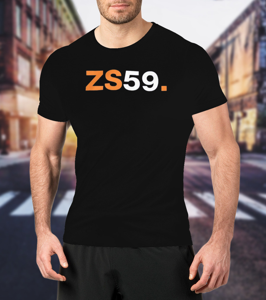 ZS59 Black And Orange Block Text T-Shirt