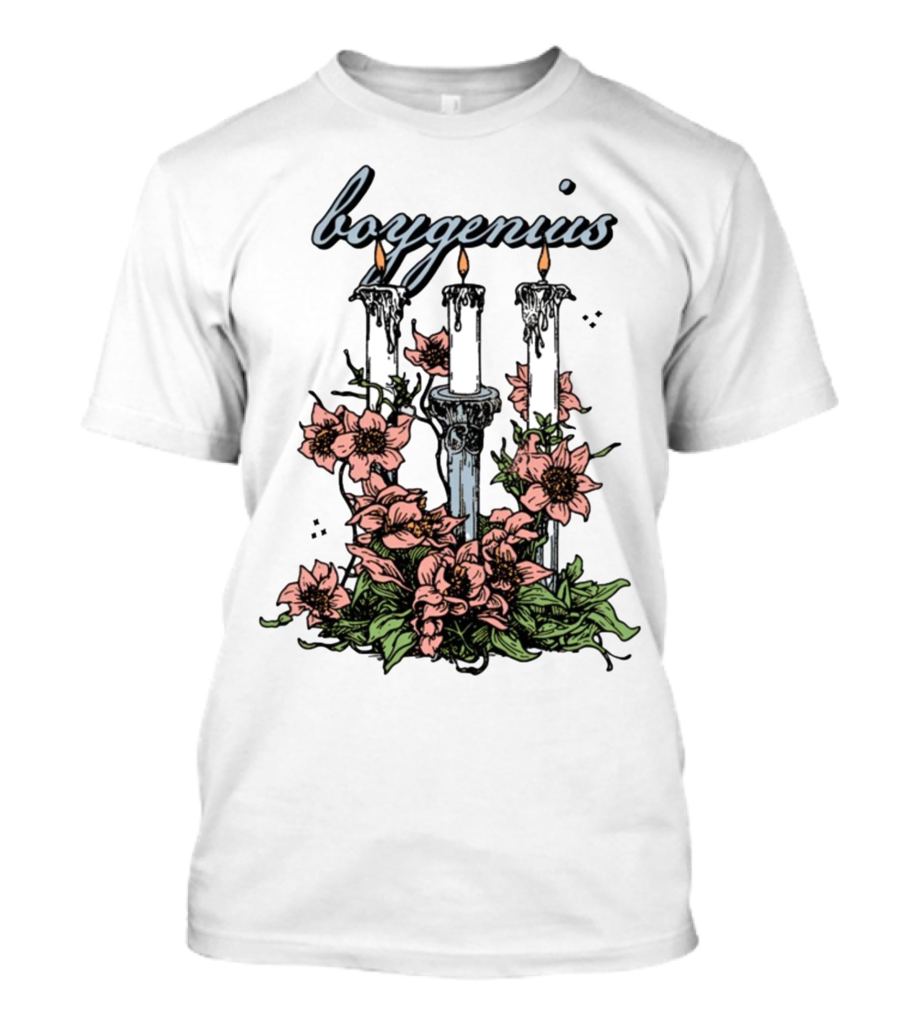 Boygenius Three Candles With Flowers T-Shirt
