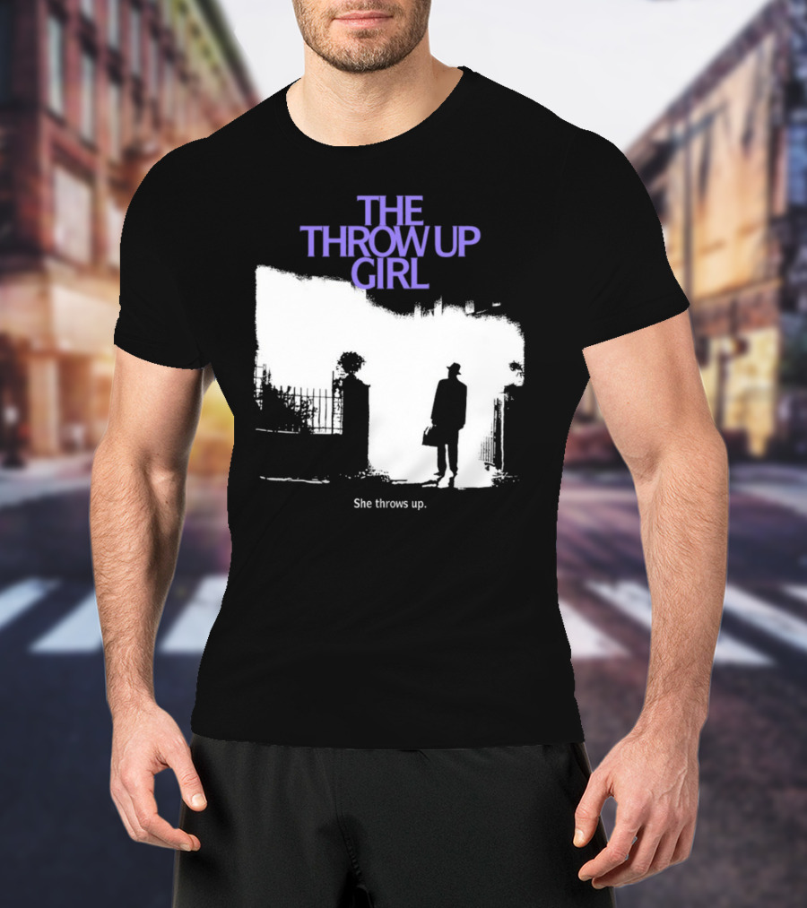 The Throw Up Girl She Throws Up Silhouette Against Gate Background T-Shirt