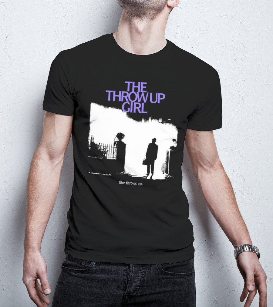 The Throw Up Girl She Throws Up Silhouette Against Gate Background T-Shirt