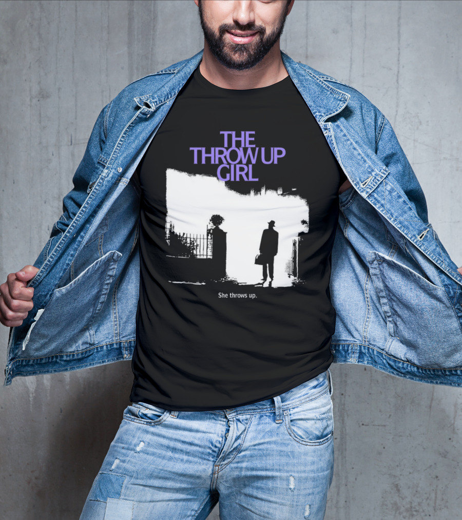 The Throw Up Girl She Throws Up Silhouette Against Gate Background T-Shirt