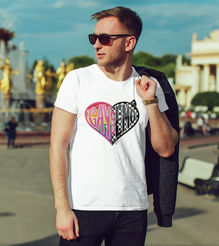 Jessie Paege Gay And Emo Heart Rainbow Checkerboard T-Shirt