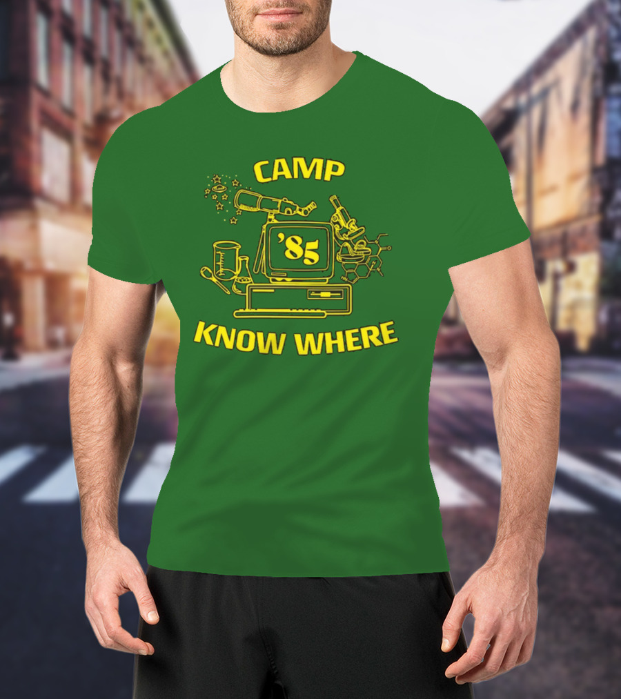 Camp Know Where '85 Science Computer Microscope Telescope Chemistry T-Shirt