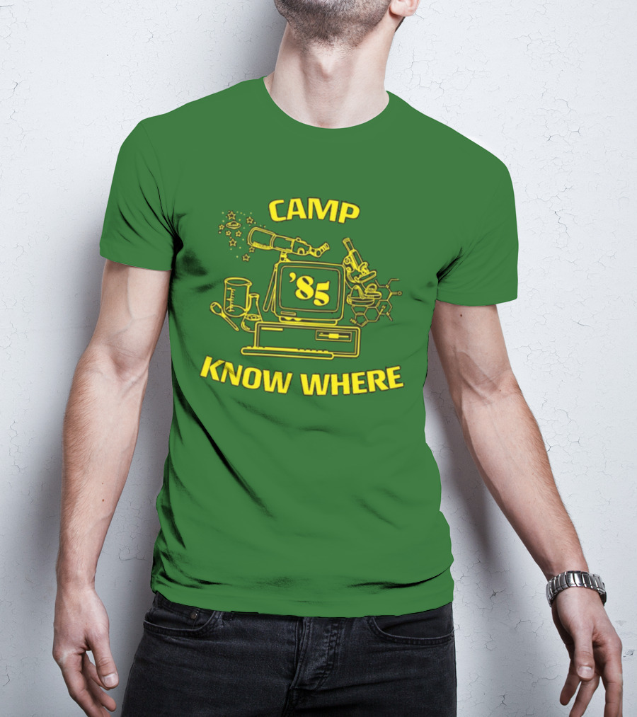 Camp Know Where '85 Science Computer Microscope Telescope Chemistry T-Shirt