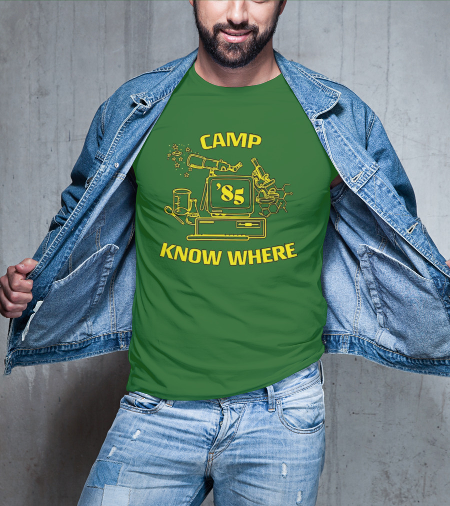 Camp Know Where '85 Science Computer Microscope Telescope Chemistry T-Shirt