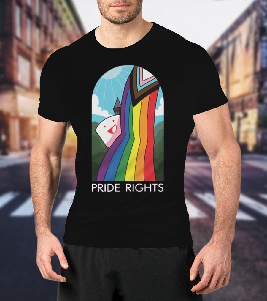 Pride Rights Rainbow Stained Glass Design DFTBA T-Shirt