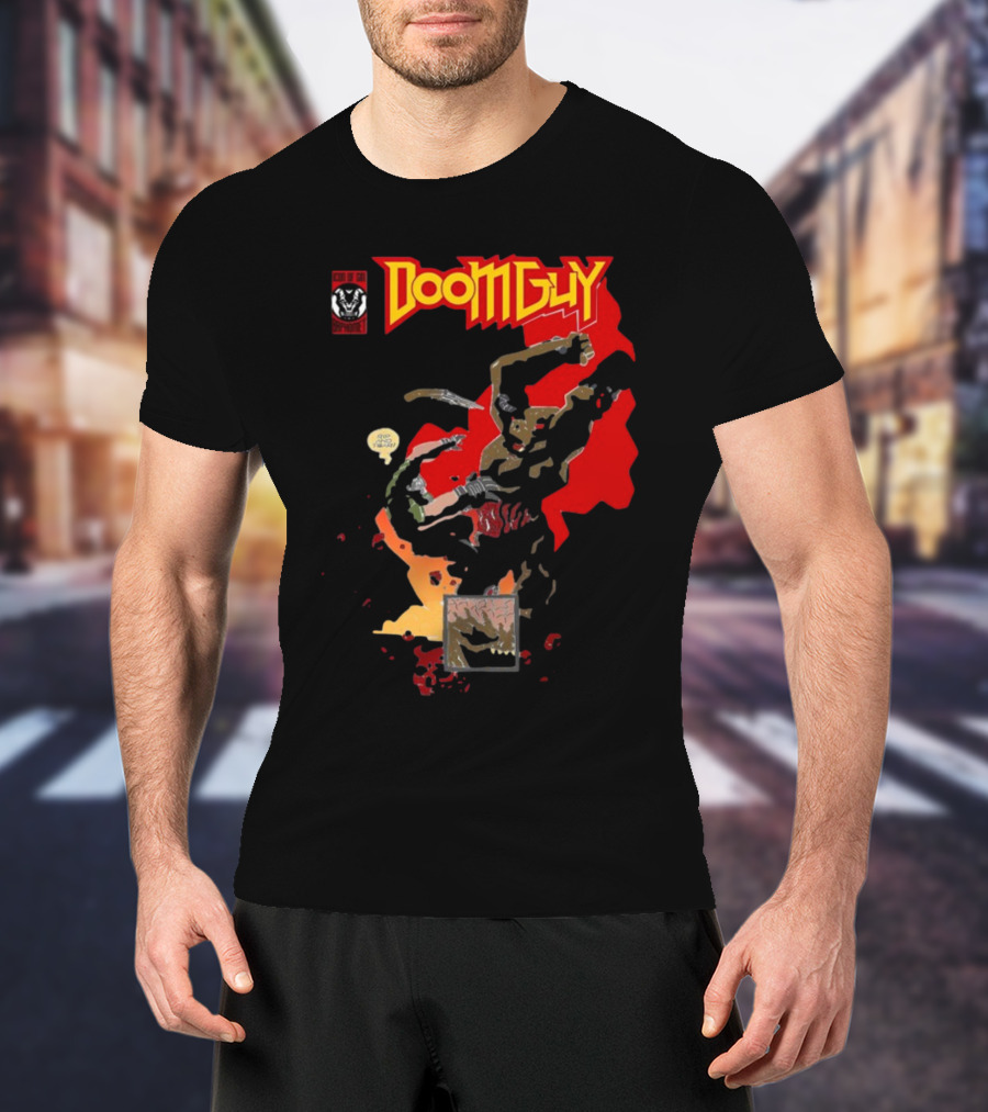 Doomguy The Shores Of Hell Demon Battle Comic T-Shirt