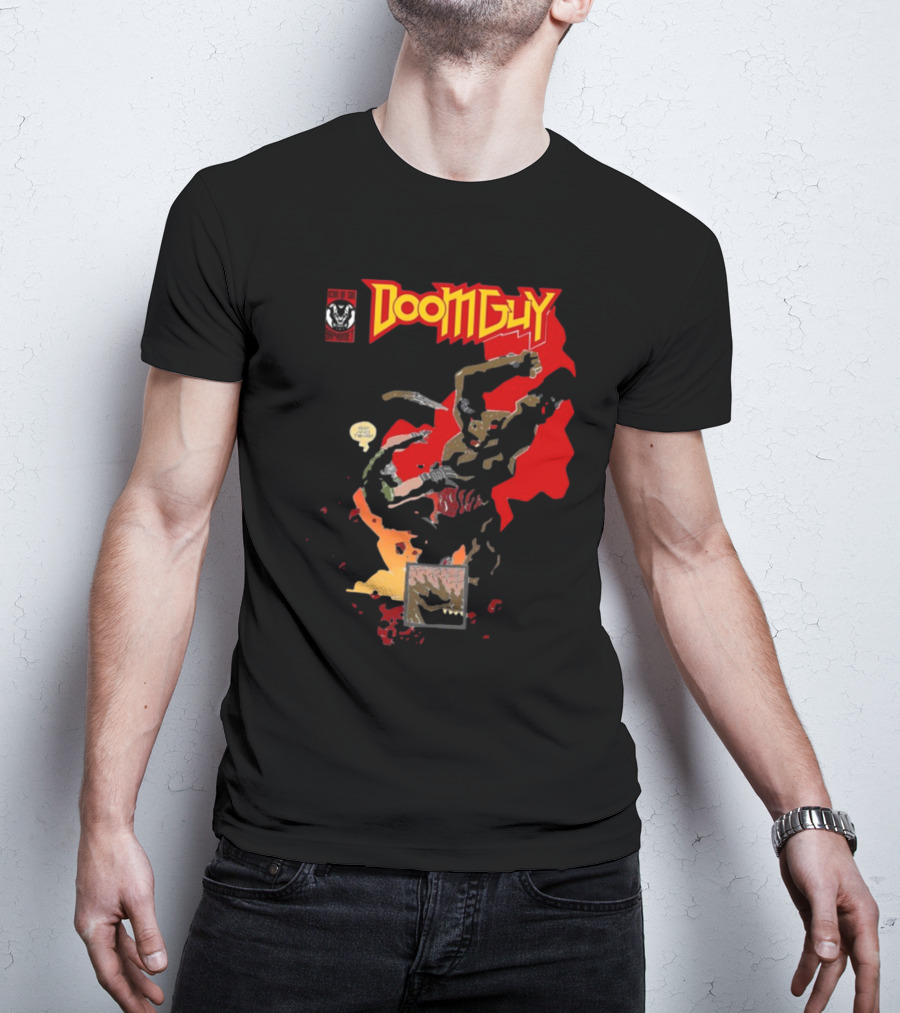 Doomguy The Shores Of Hell Demon Battle Comic T-Shirt