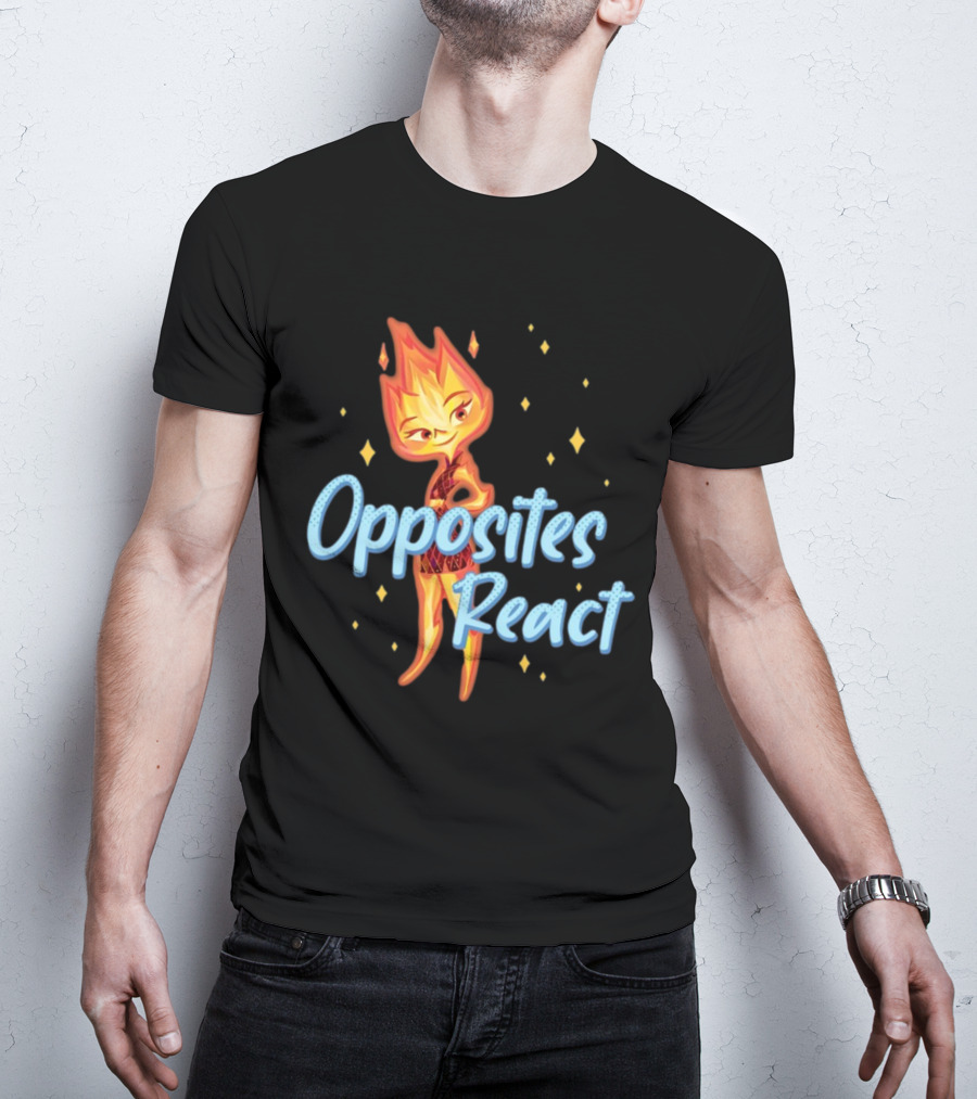 Opposites React Fire Element Character T-Shirt