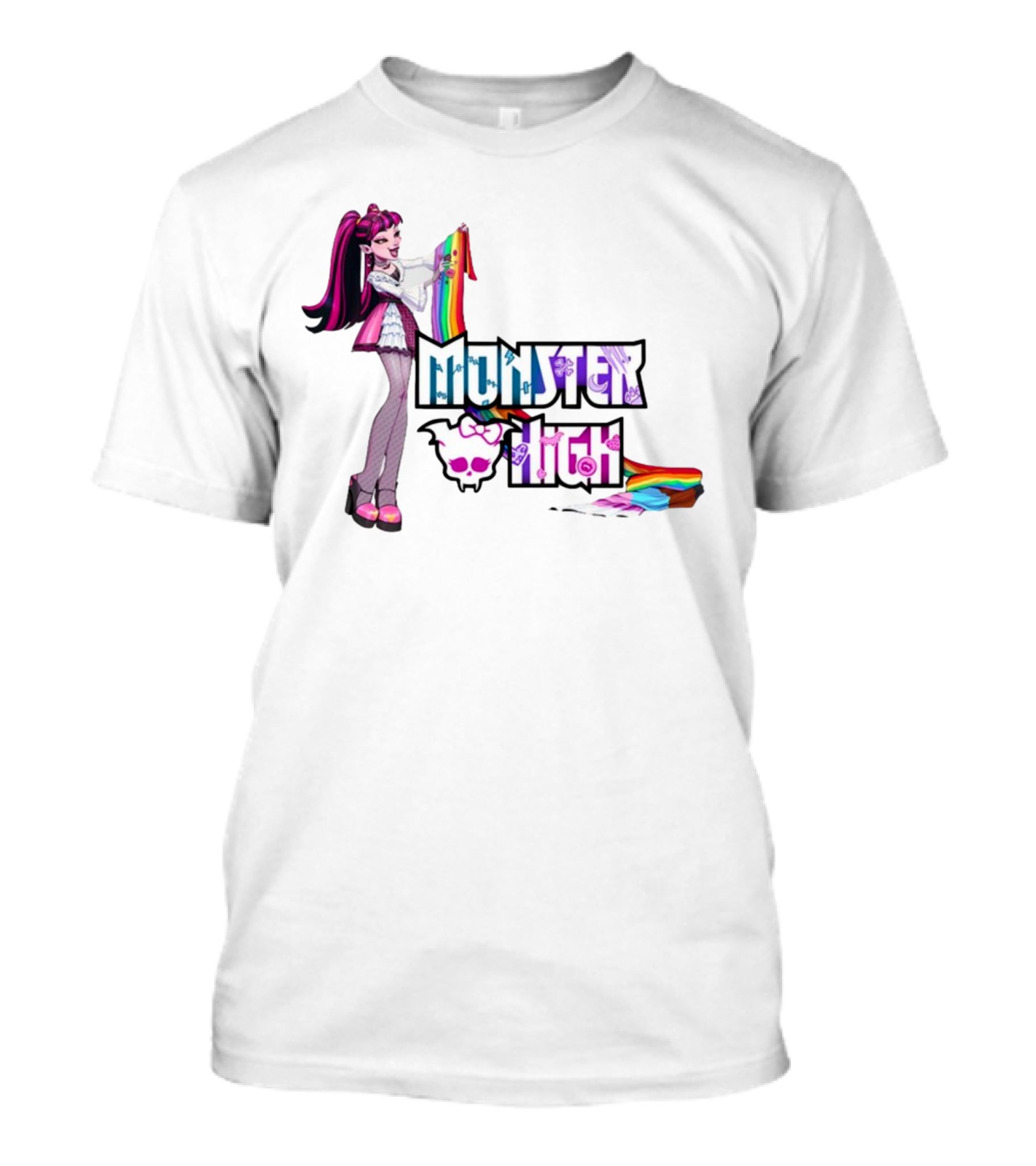 Monster High Draculaura Holding Pride Rainbow Flag T-Shirt