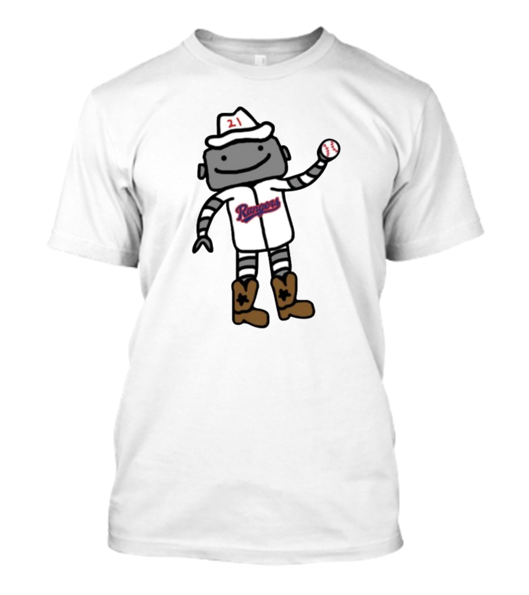 Robo Athlete With Rangers Jersey And Baseball T-Shirt