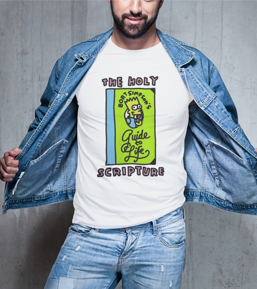 The Holy Bort Simpson's Guide To Life Scripture Book Cover T-Shirt