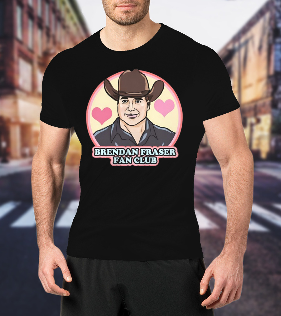 Brendan Fraser Fan Club Cowboy Hat Heart T-Shirt