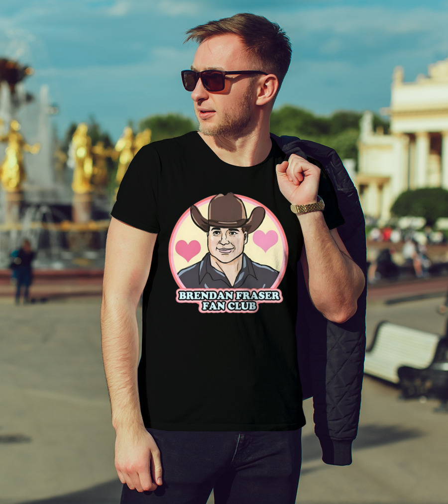 Brendan Fraser Fan Club Cowboy Hat Heart T-Shirt