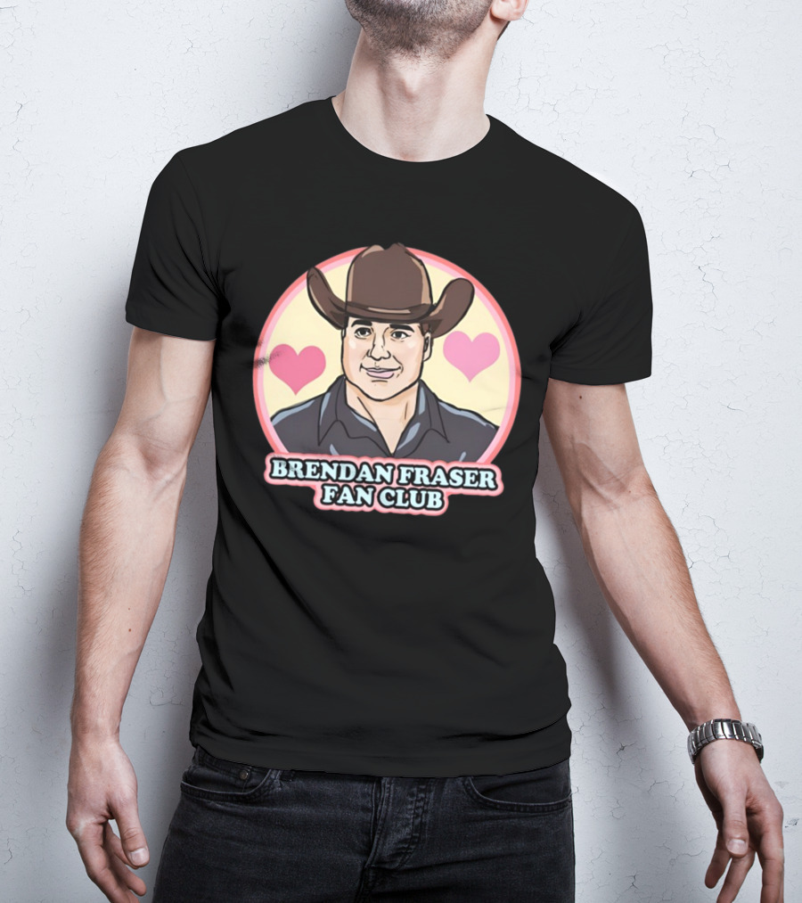 Brendan Fraser Fan Club Cowboy Hat Heart T-Shirt