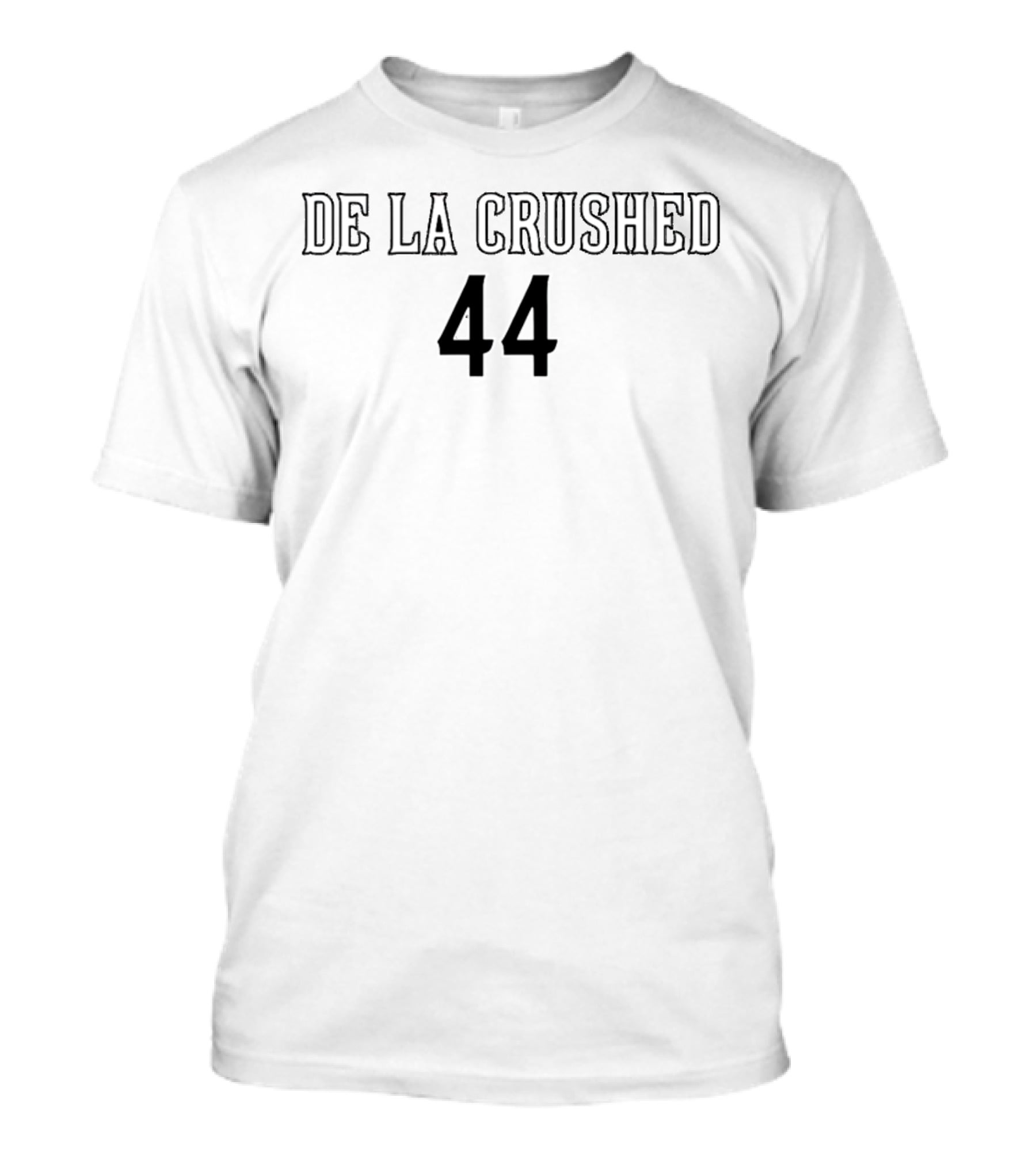 De La Crushed 44 Uniform Style Sports Typography T-Shirt