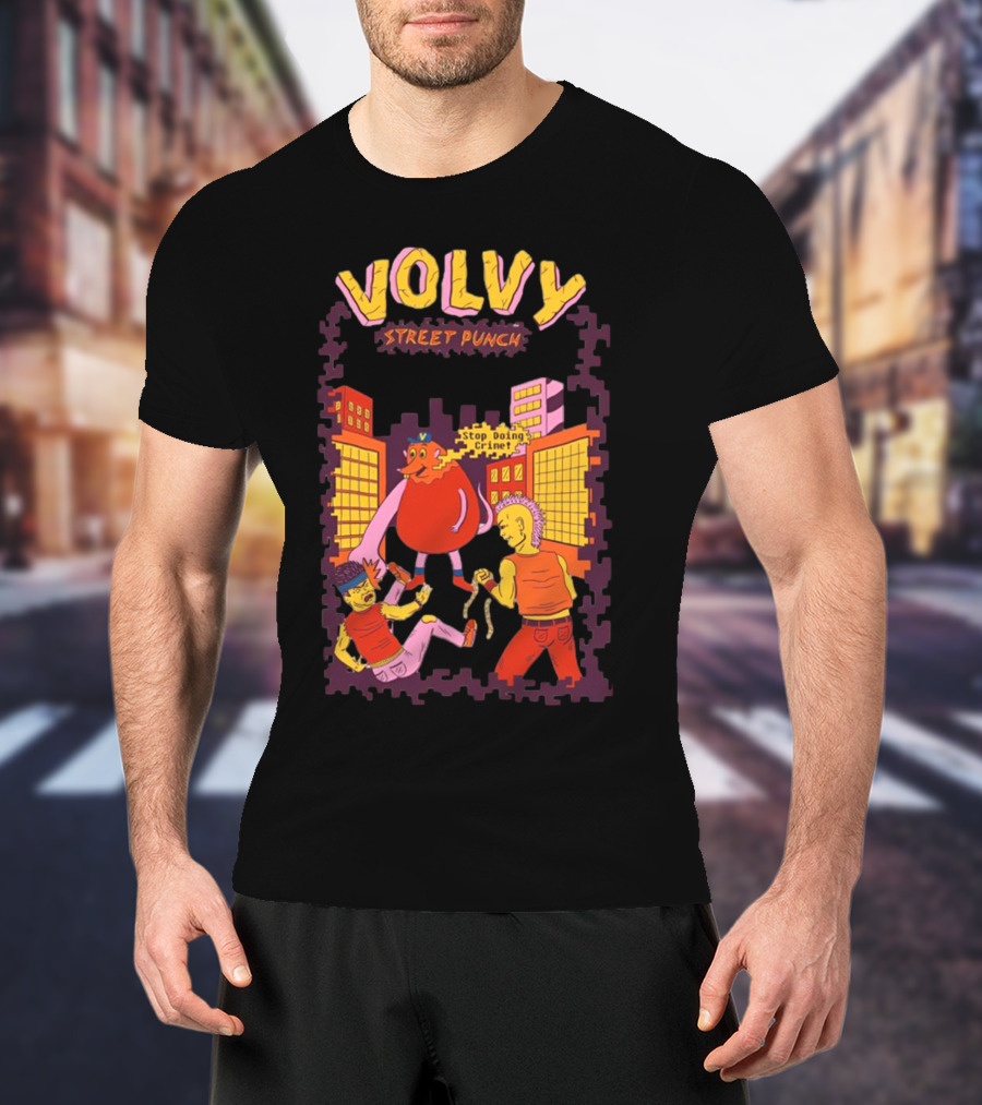 Volvy Street Punch Stop Doing Crime Retro Action T-Shirt