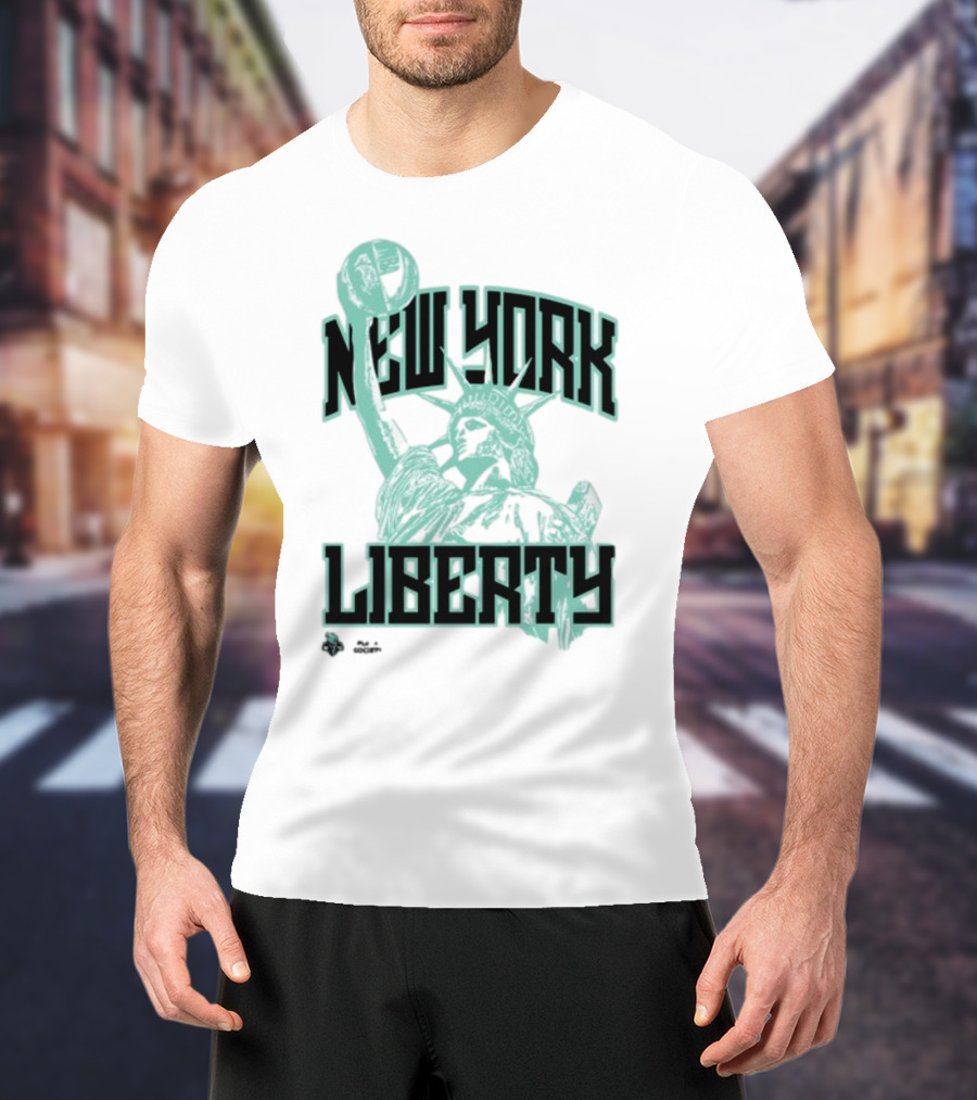 New York Liberty Playa Society Team Statue Of Liberty Basketball T-Shirt