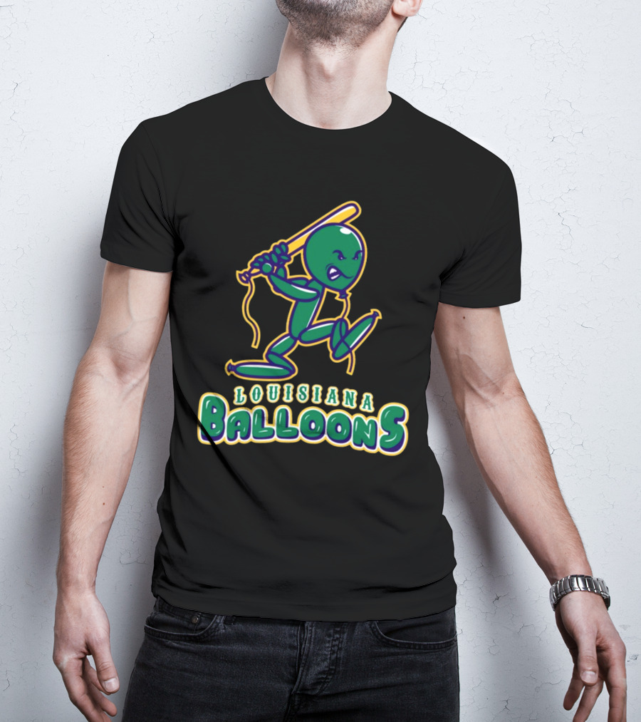 Louisiana Balloons Baseball Mascot Character T-Shirt