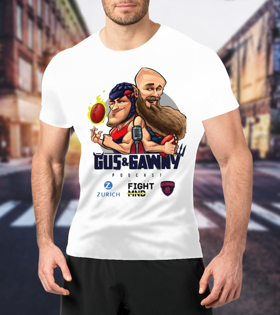Melbourne Demons Gus And Gawny Podcast Zurich Fight MND AFL Caricature T-Shirt
