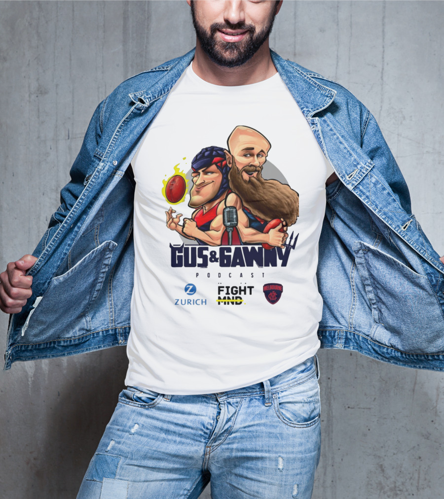 Melbourne Demons Gus And Gawny Podcast Zurich Fight MND AFL Caricature T-Shirt