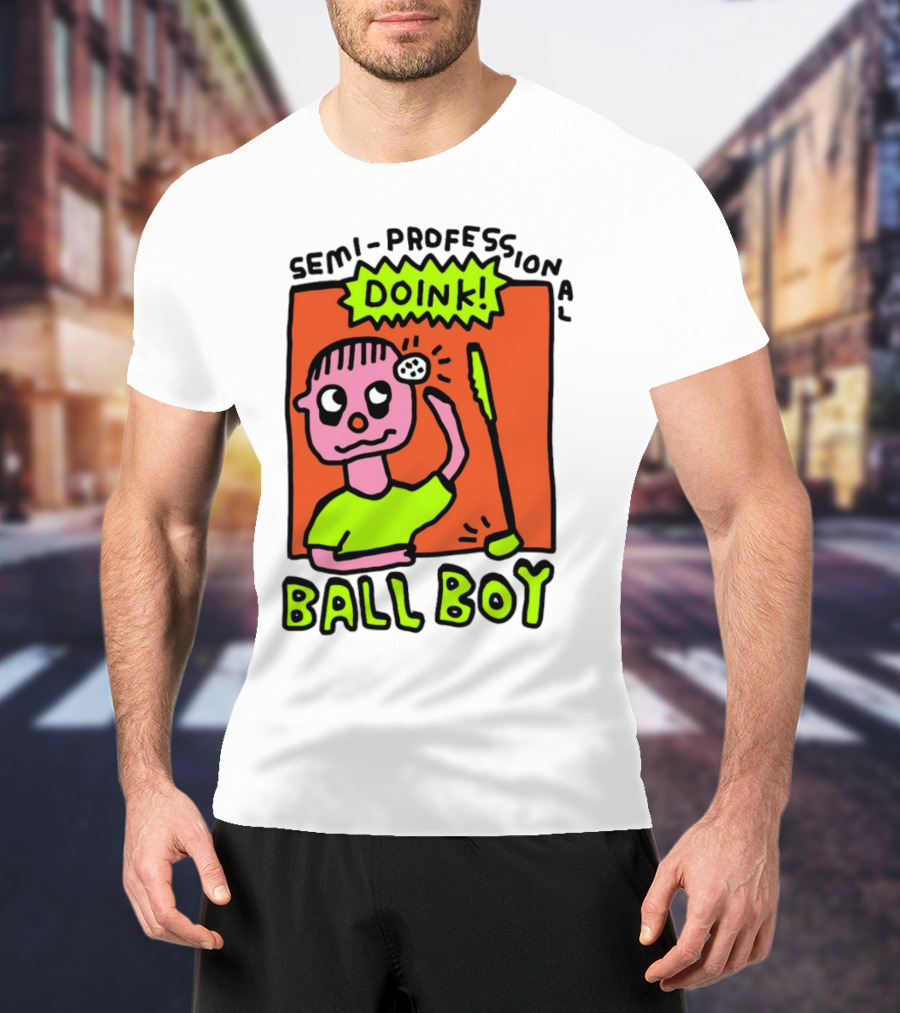 Semi-Professional Doink Ball Boy Comic Character With Club And Speech Bubble T-Shirt
