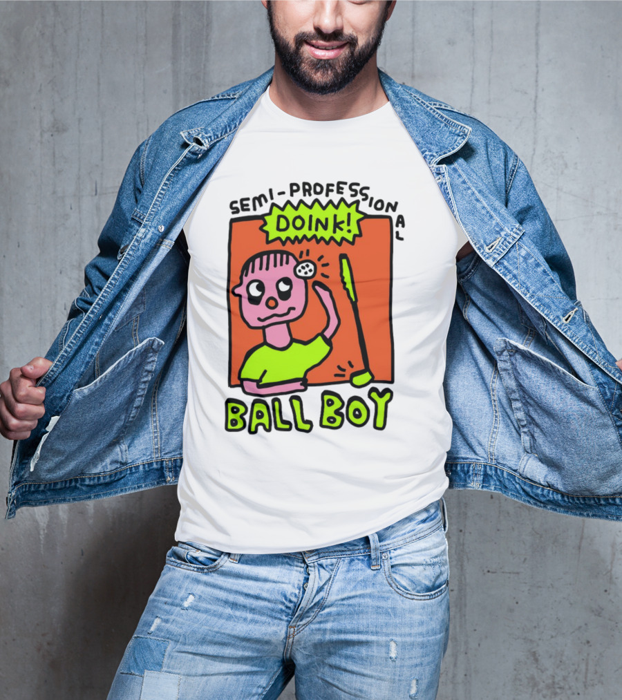 Semi-Professional Doink Ball Boy Comic Character With Club And Speech Bubble T-Shirt