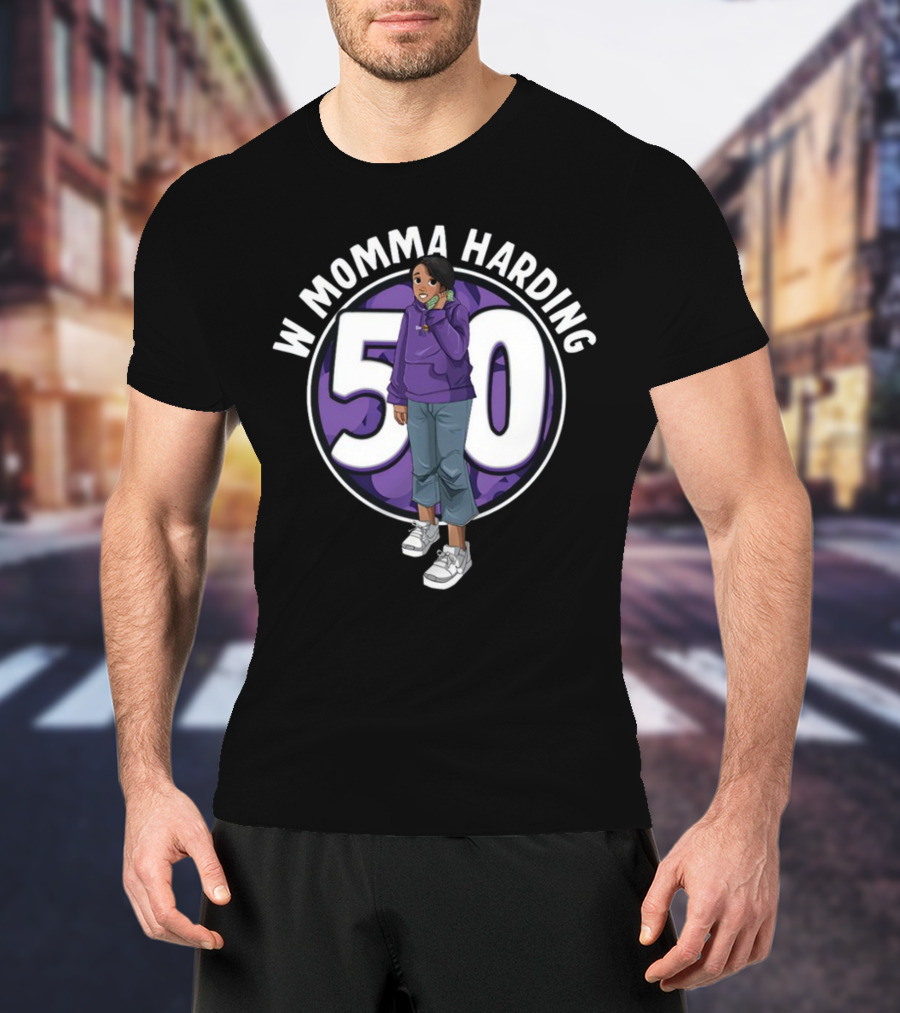 W Momma Harding 50 Purple Hoodie And Sneakers Cartoon T-Shirt