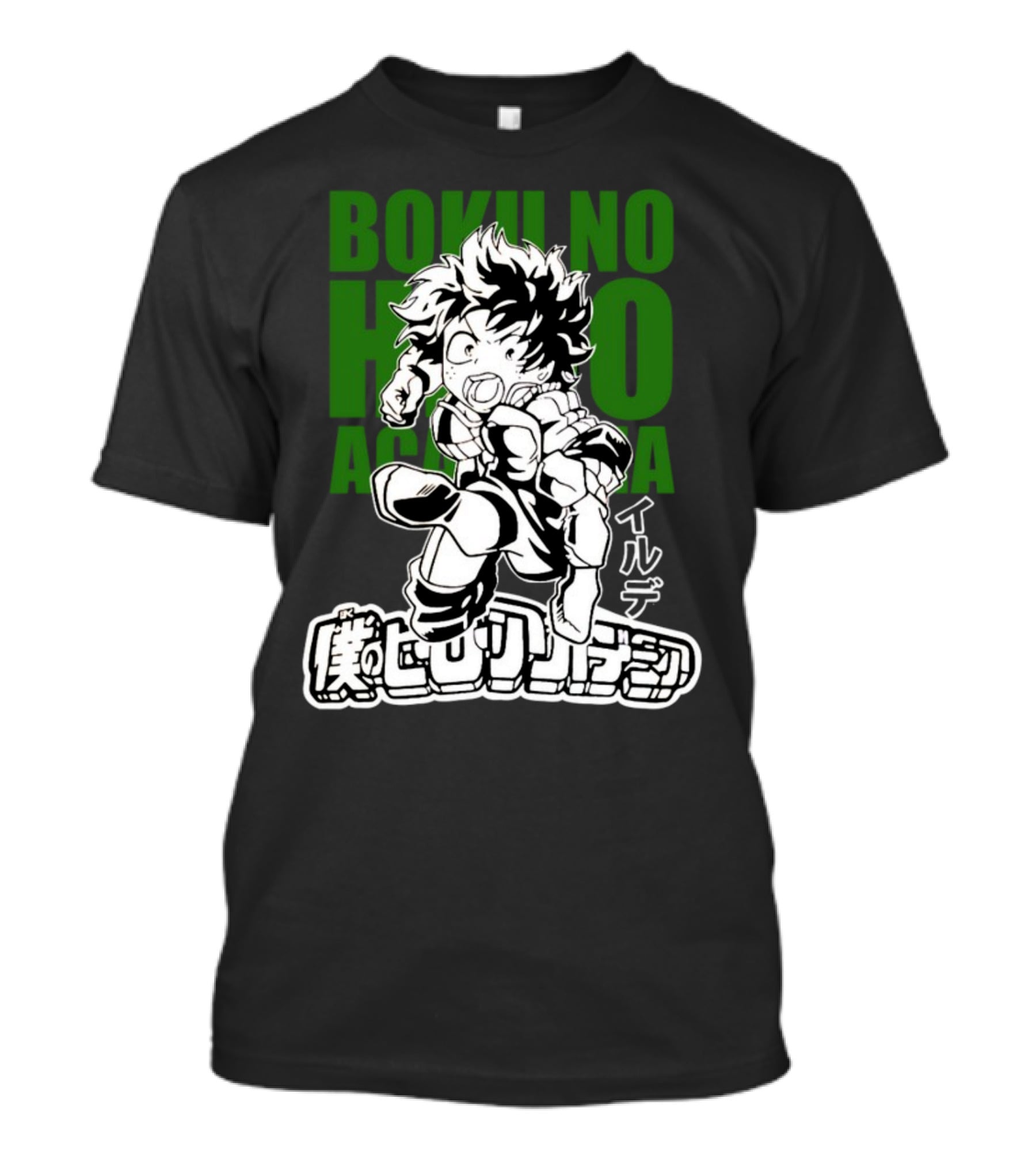 Boku No Hero Academia Manga Style Character Japanese Text T-Shirt