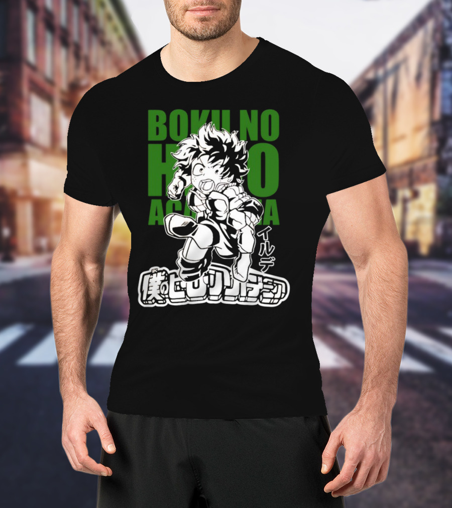 Boku No Hero Academia Manga Style Character Japanese Text T-Shirt