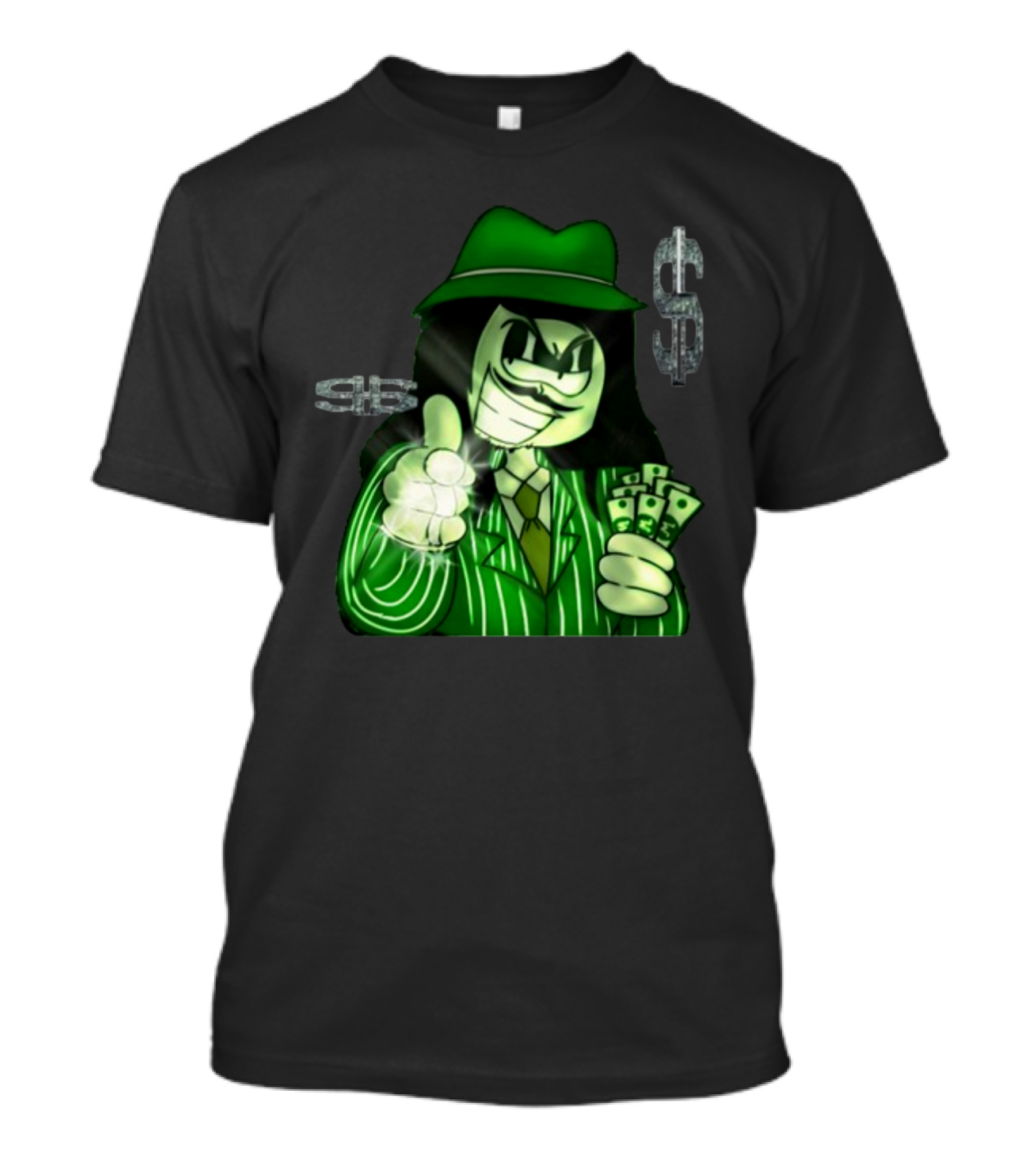 Green Gangsta Spongewhang With Money And Dollar Signs T-Shirt
