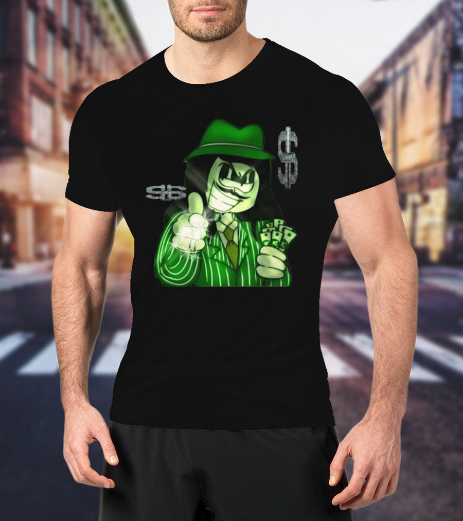 Green Gangsta Spongewhang With Money And Dollar Signs T-Shirt