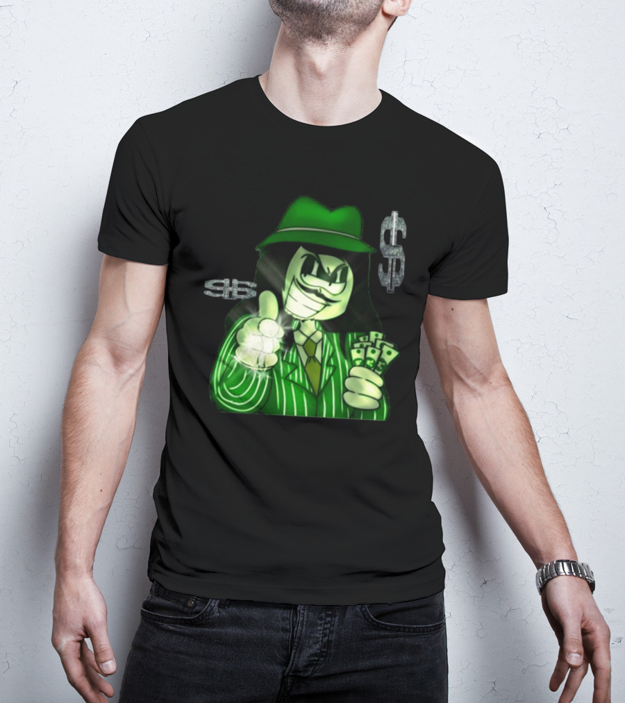 Green Gangsta Spongewhang With Money And Dollar Signs T-Shirt