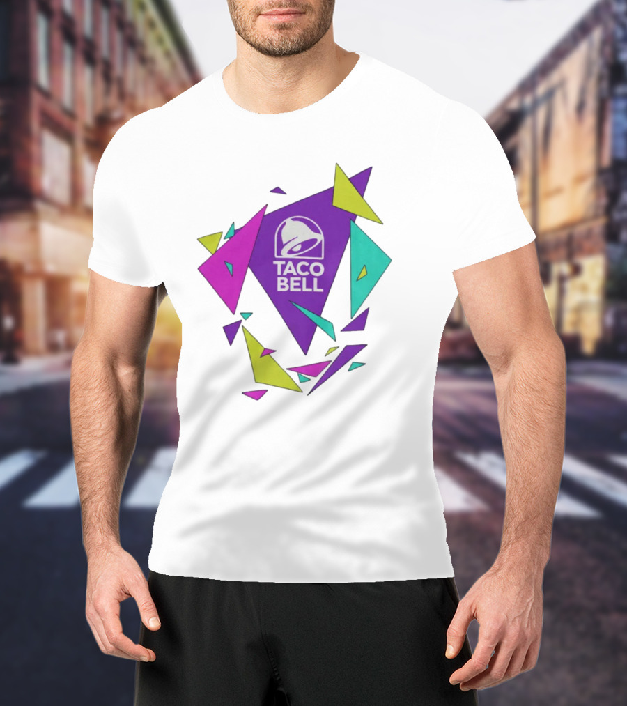 Taco Bell Logo Neon Geometric Shapes T-Shirt