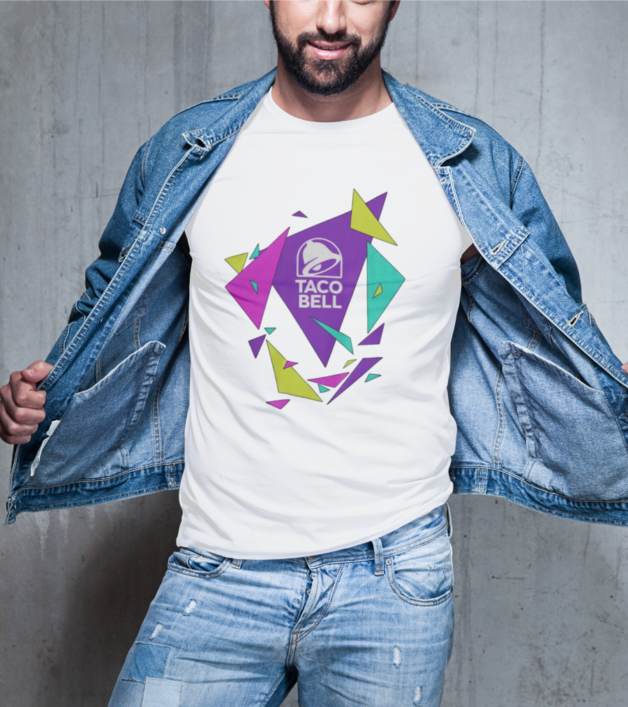Taco Bell Logo Neon Geometric Shapes T-Shirt