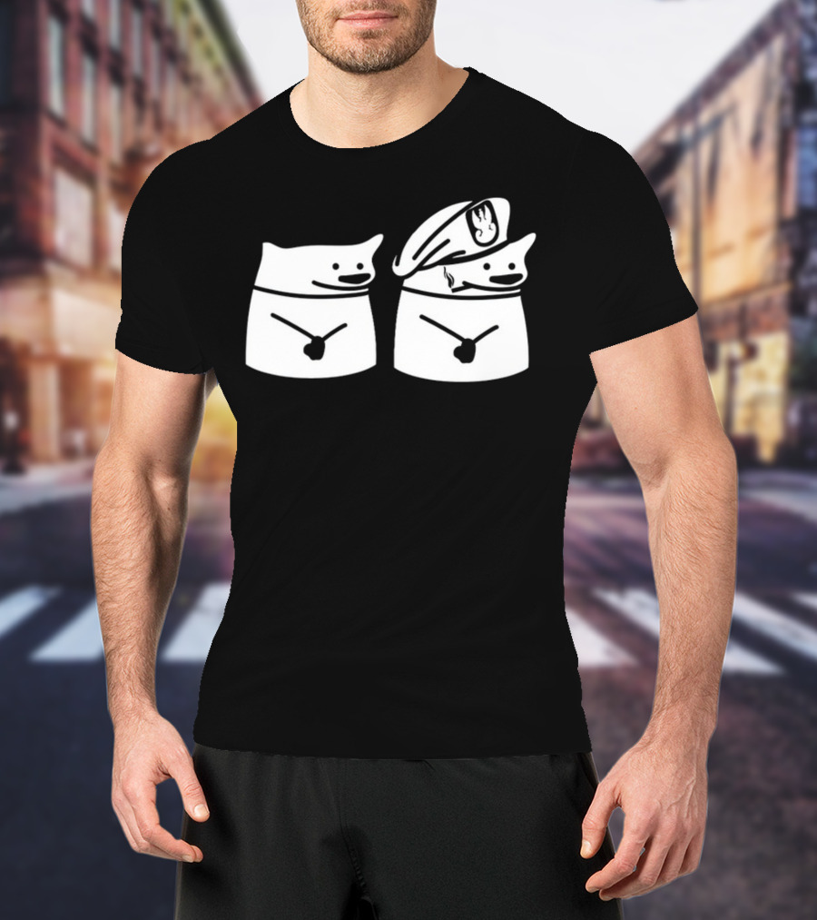 Nafo Ofan Fella Meme Character Pair In Officer Hat T-Shirt