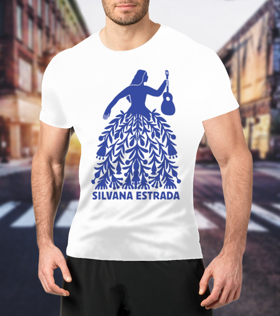 Silvana Estrada Blue Dress Guitar Motif T-Shirt