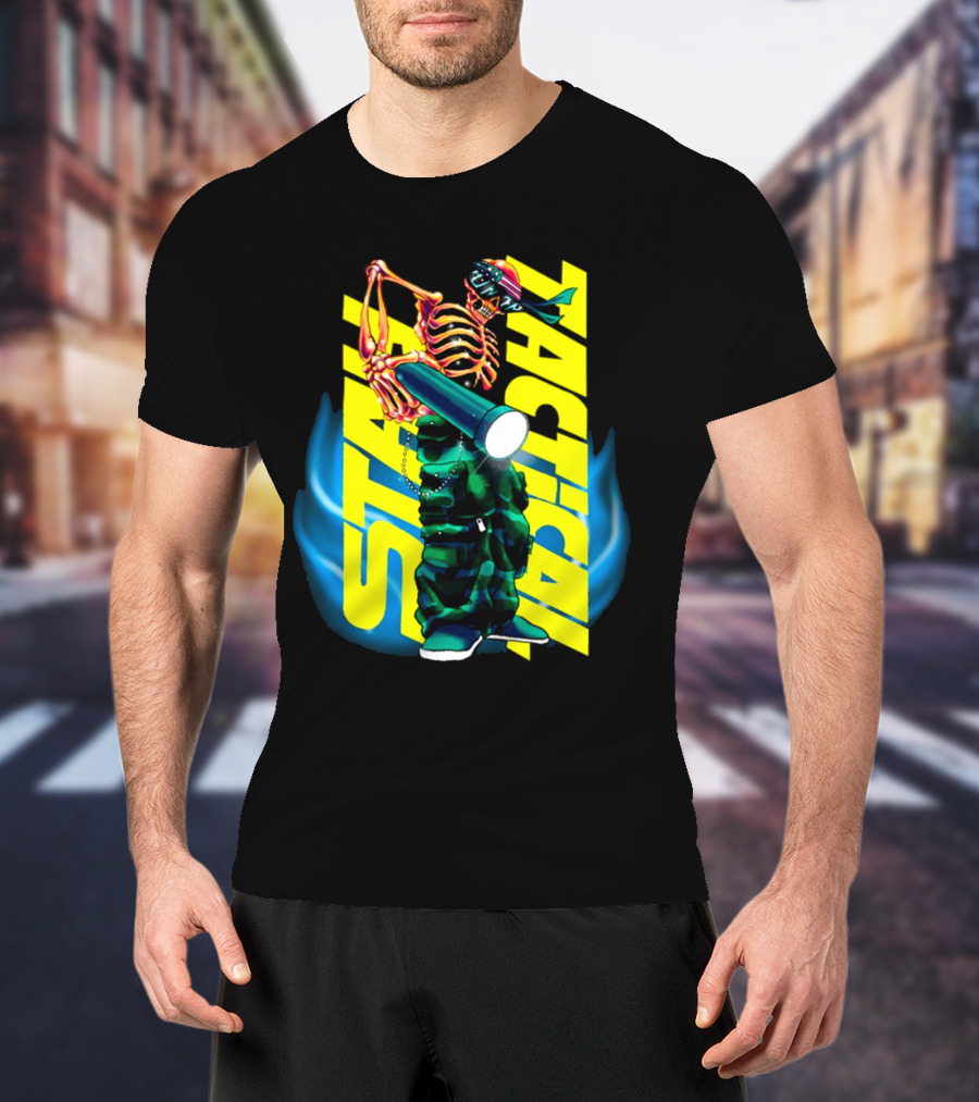 Stay Tactical Neon Skeleton Graffiti T-Shirt