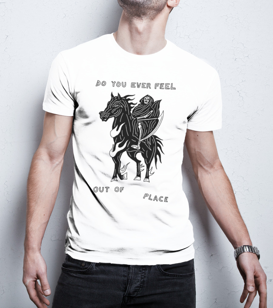 Heavyslime Do You Ever Feel Out Of Place Grim Reaper On Horse With Scythe T-Shirt