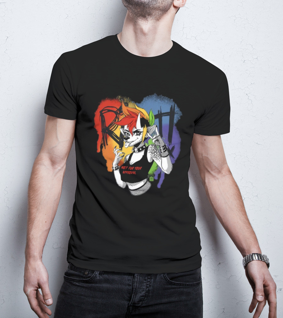 Jtwusky Riot Rainbow Hyena Not Fur Your Approval Punk T-Shirt