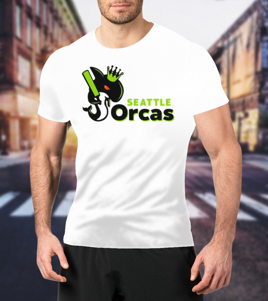 Franklin Leonard Seattle Orcas Crowned Orca With Bat T-Shirt