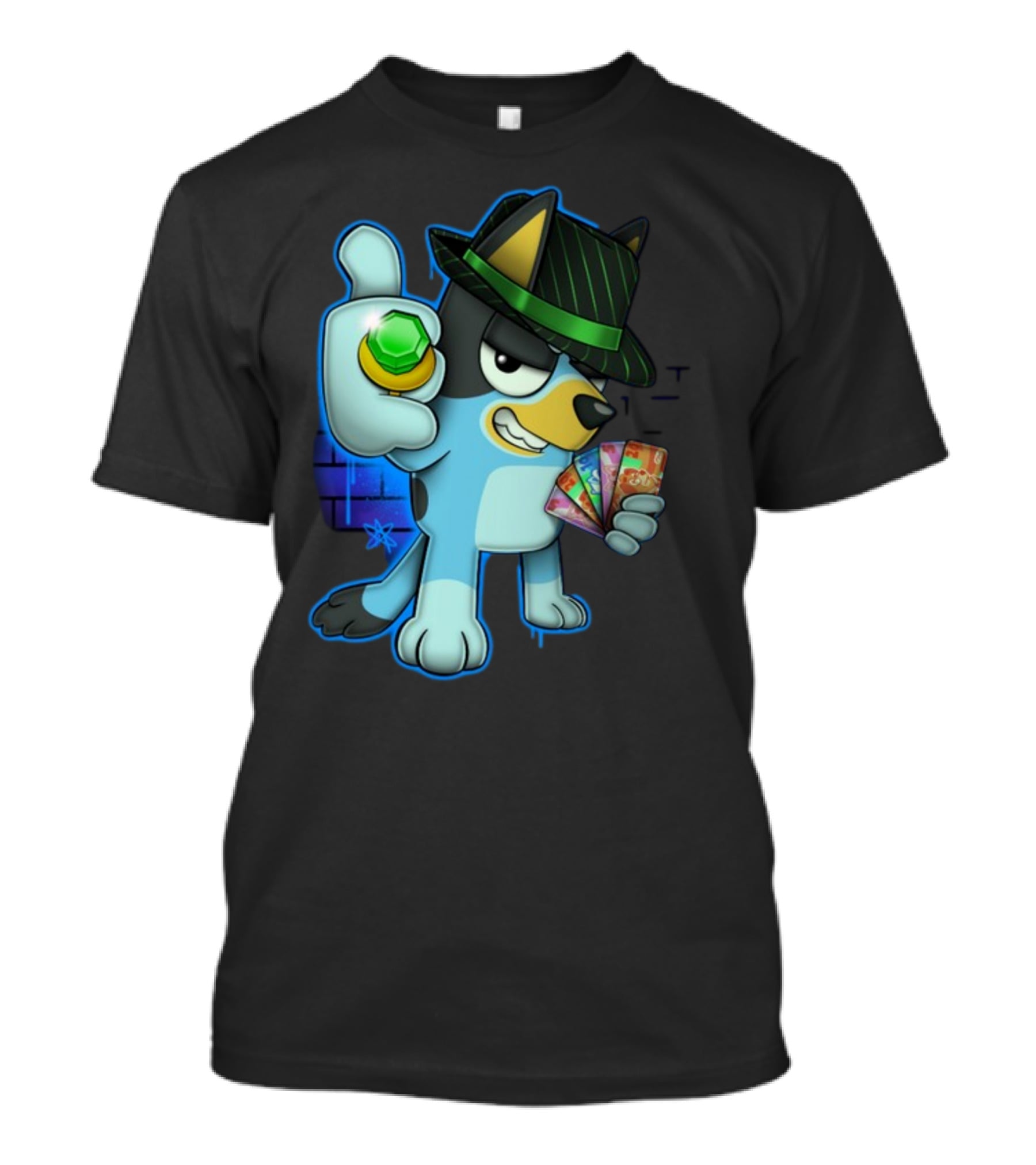 Bluepin Poker Dog With Fedora And Gem در Poker Cards T-Shirt