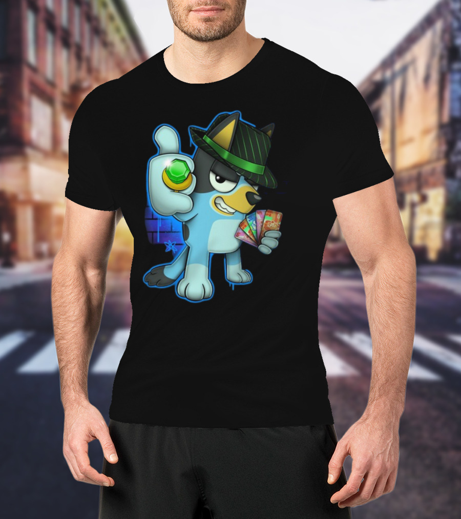 Bluepin Poker Dog With Fedora And Gem در Poker Cards T-Shirt