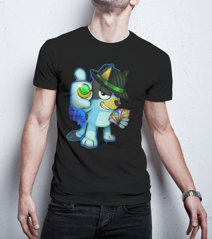 Bluepin Poker Dog With Fedora And Gem در Poker Cards T-Shirt
